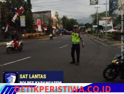 Cegah Lakalantas, Personel Sat Lantas Polres Karangasem Intensifkan Gatur Lalin di Simpang 3 Pesagi