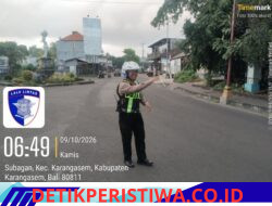 Utamakan Keselamatan Pejalan Kaki dan Pengendara, Unit Turjawali Sat Lantas Lakukan Gatur Lalin di Pos 3 Patung Salak Jasri