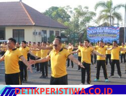 Semarakkan Hari Lalu Lintas Bhayangkara ke-71, Polres Karangasem Gelar Senam Bersama di Lapangan Pesat Gatra