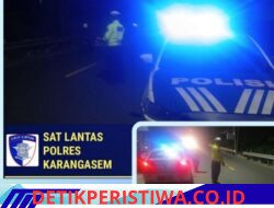 Cegah Lakalantas, Unit Turjagwali Polres Karangasem Gelar Giat Blue Light Patrol Himbau kepada Sopir tidak Parkir Sembarangan di Kawasan Obyek Wisata Tirtagangga