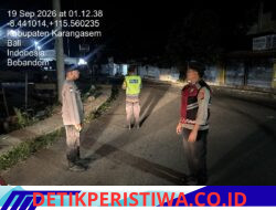 Pastikan Keamanan Wilayah Bebandem Terjaga, Polsek Bebandem Intensifkan Patroli Barcode KRYD Dini Hari