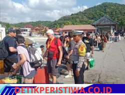 Pastikan Penyeberangan Aman dan Lancar, Polsek Kawasan Pelabuhan Padangbai Berikan Pengamanan Dermaga Fastboat Kec. Manggis Padangbai
