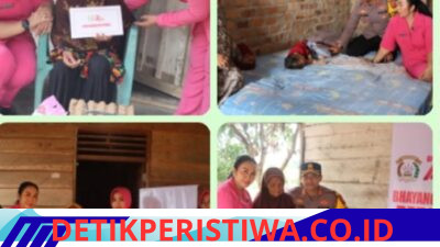 Dalam Rangka HUT Bhayangkari Ke – 74 Tahun Bhayangkari Peduli, Ketua Bhayangkari Cabang Oku Timur Berbagi Bansos Kepada Warga Martapura Kurang Mampu