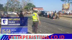 Pastikan Kegiatan Masyarakat Berjalan dengan Lancar, Satuan Lalulintas Polres Karangasem Lakukan Gatur Lalin Pura Gumang Desa adat Bugbug