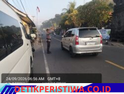Cegah Lakalantas dan Pastikan Kelancaran Arus Lalulintas, Personil Polsek Padangbai Rutin Lakukan Gatur Pagi