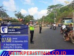 Pastikan Usaba Kadulu Berjalan Lancar, Satuan Lalulintas Polres Karangasem Berikan Pengamanan dan Gatur Lalin di Jalur Pura Gumang Desa adat Bugbug 