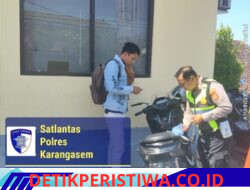 Berantas Penggunaan Knalpot Brong, Unit Turjawali Berlakukan Tilang Manual dan Amankan Kendaraan Berkenalpot Brong ke Polres Karangasem 