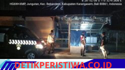 Jaga Kondusifitas Situasi Kamtibmas  Wilkumnya, Polsek Bebandem Gelar Patroli Barcode dan KRYD pada Malam Hari