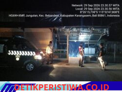 Jaga Kondusifitas Situasi Kamtibmas  Wilkumnya, Polsek Bebandem Gelar Patroli Barcode dan KRYD pada Malam Hari