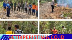 Polsek Banyuasin III Bersama Tim Posko Padamkan Karhutla di Pangkalan Balai