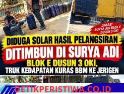 Diduga Solar Hasil Pelangsiran Ditimbun di Surya Adi Blok E OKI, Truk Kedapatan Pindahkan BBM ke Jeriken