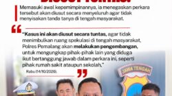 Kapolres Pemalang AKBP Anggaito Hadi Prabowo menegaskan kasus dugaan perundungan Aqib akan diusut tuntas.