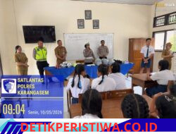 Melalui Program “Police Goes To School” Safety Riding Sat Lantas Polres Karangasem Edukasi Tertib dalam Berlalulintas kepada Siswa-siswi SMPN 3 Selat