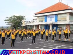 Dukung Program GERCEP, Kapolres Karangasem Pimpinan Langsung Olahraga Pagi Bersama 