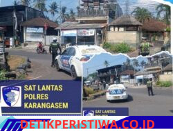Utamakan Keselamatan Pengguna Jalan, Unit Turjawali Sat Lantas Polres Karangasem Lakukan Gatur Lalin di Pos 3 Patung Salak Jasri