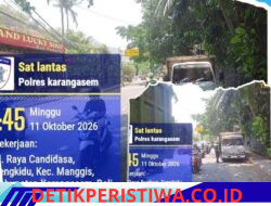 Cegah Lakalantas, Satlantas Polres Karangasem Berikan Himbauan kepada Sopir Truk Agar tidak Parkir Sembarangan di Kawasan Obyek Wisata Candidasa