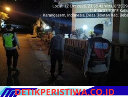 Cegah Potensi Gangguan Kamtibmas pada Malam Hari, Polsek Bebandem Gelar Patroli KRYD R4 Menyisir Obvital dan Pemukiman Penduduk 