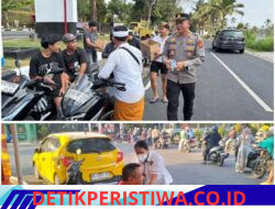 Selain Amankan Antrean BBM, Personil Polda Bali dan jajaran Bagikan Air Mineral dan Berikan Pelayanan Kesehatan Gratis 