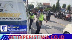 Antisipasi Kemacetan di Tengan Antrean Pembelian BBM, Unit Kamsel Satlantas Polres Karangasem Lakukan Gatur Lalin di Jalur Masuk SPBU
