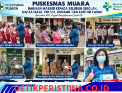 Peduli Dampak Kabut Asap, Puskesmas Muara Bagikan Masker Gratis ke Sekolah dan Instansi