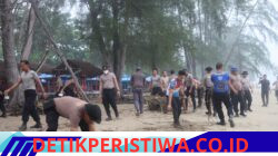 Green Policing Polres Aceh Timur, Kapolres Pimpin Aksi Bersih Bersih Pantai Pelangi