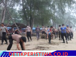 Green Policing Polres Aceh Timur, Kapolres Pimpin Aksi Bersih Bersih Pantai Pelangi