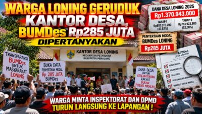 Butuh Kepastian Warga Desa Loning Geruduk Kantor Desa,Dana BUMDes Rp285 Juta Dipertanyakan
