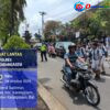 Utamakan Keselamatan Kalangan Pelajar, Anggota Sat Lantas Polres Karangasem Bantu Sebrangkan Siswa-siswi SMPN 2 Amlapura