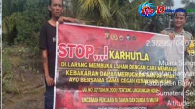 Polsek Banyuasin II Sosialisasikan Pencegahan Karhutla di Desa Muara Sungsang