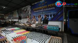 Gelar Operasi KRYD, Polrestabes Surabaya Sita 5.385 Botol Miras Ilegal