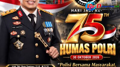 Keluarga Besar Polda Sumatera Selatan mengucapkan Selamat Hari Jadi ke-75 Humas Polri, 30 Oktober 2026.