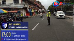 Berikan Rasa Aman dan Nyaman kepada Pengunjung, Satlantas Polres Karangasem Lakukan Gatur Lalin di Kawasan Pasar Senggol Jalan Gajah Mada Amlapura