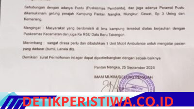Imem Mukim Gelung Perajah Kecamatan Linge Kirim Surat permohonan bantuan mobil ambulans Postu PantanNangka.