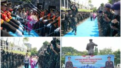 Serah Terima Pataka Maneka Tunggal Dharma Jadi Simbol Pergantian Kapolda Jateng dari Irjen Pol Ribut Hari Wibowo kepada Irjen Pol Roy Hardi Siahaan